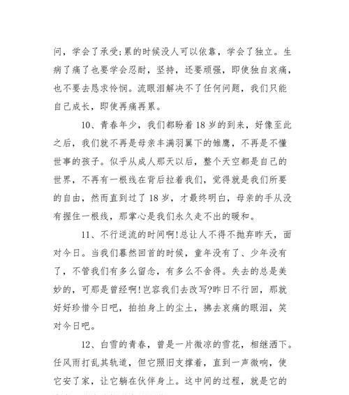 青春优美句子集锦——以坚持青春为主题（用优美短句点亮你的青春岁月）