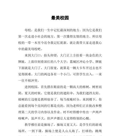 走进校园的奇妙之旅（一个初中生的成长故事）