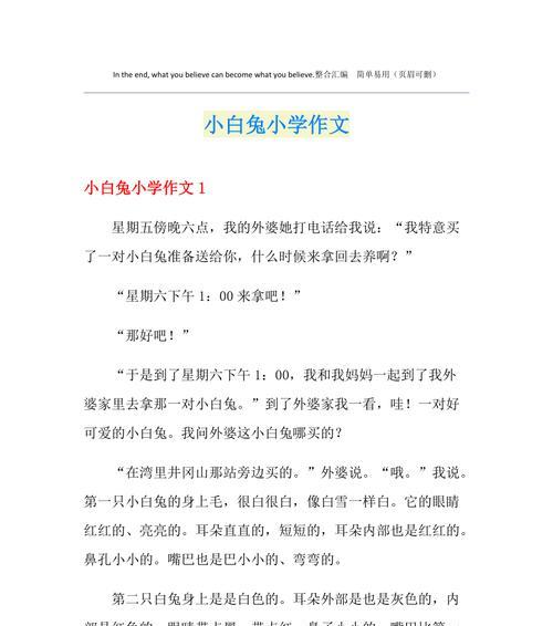 小白兔的奇幻冒险：寻找家园