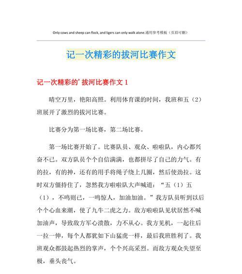 振奋人心的比赛——拔河大赛（一群普通人的豪情壮志）