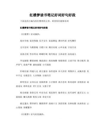 《红楼梦》（那些让你惊叹的句子和段落）