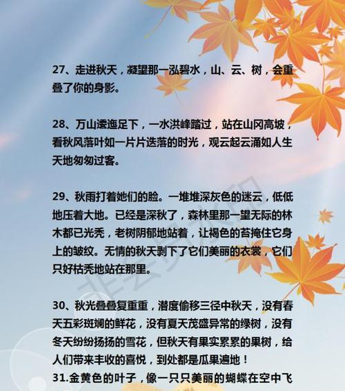 秋天句子唯美短句子摘抄？如何用秋天的句子表达情感？