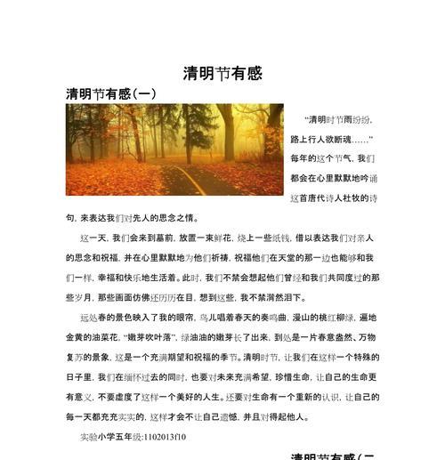清明感悟450字作文