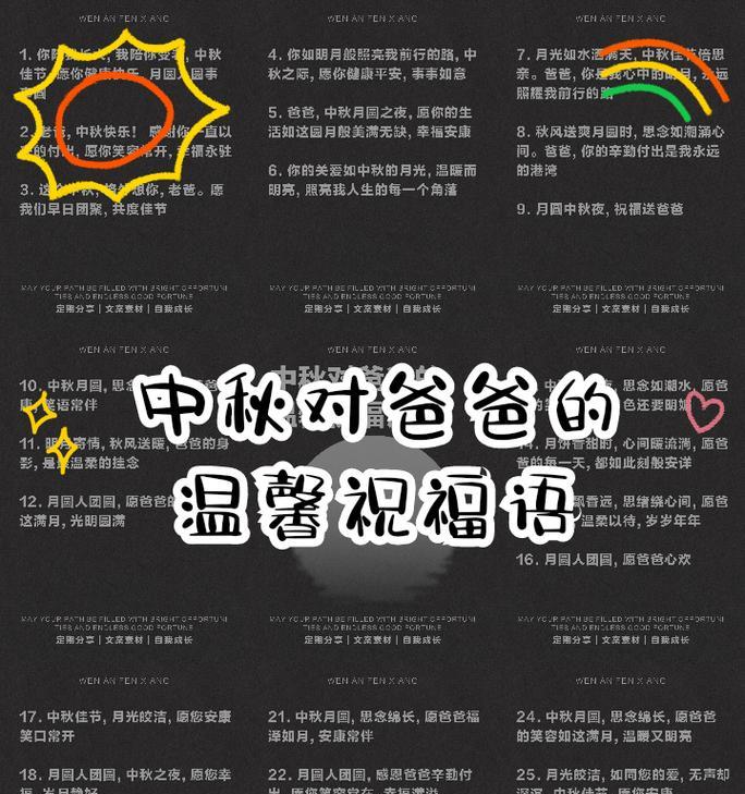 有关中秋短信祝福语父亲节的句子怎么写（《月圆家圆，父亲情深似海》）