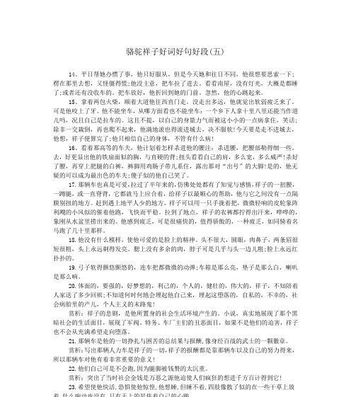 《祥子》中的美好瞬间（那些挣扎在命运漩涡中的好词好句）